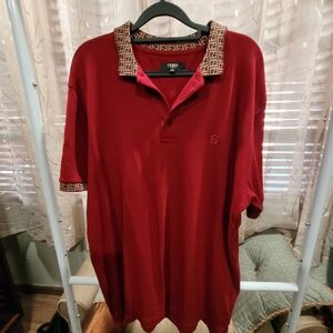 Fendi Men's Red Polo Shirt